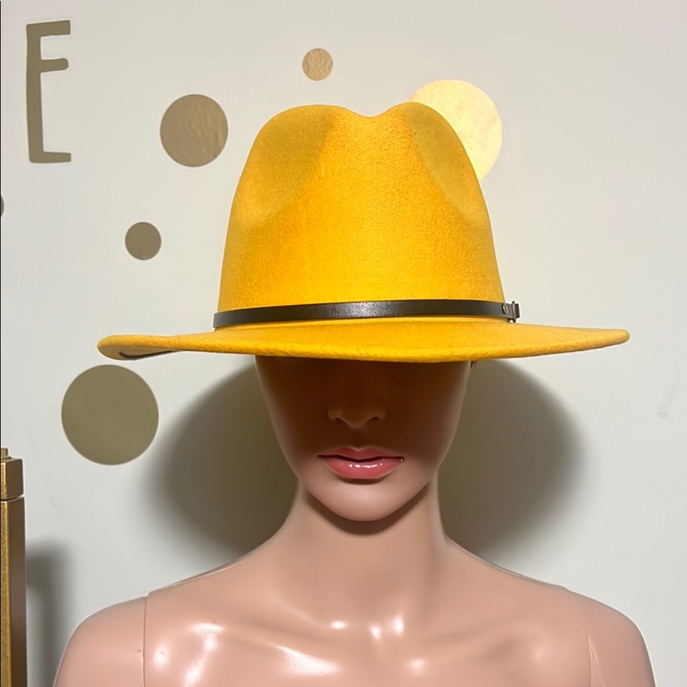 Stylish Yellow Fedora Hat with Black Band
